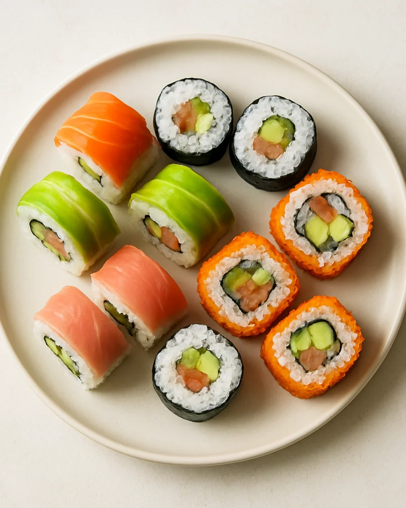 Editorial food photography, overhead studio composition of colorf
